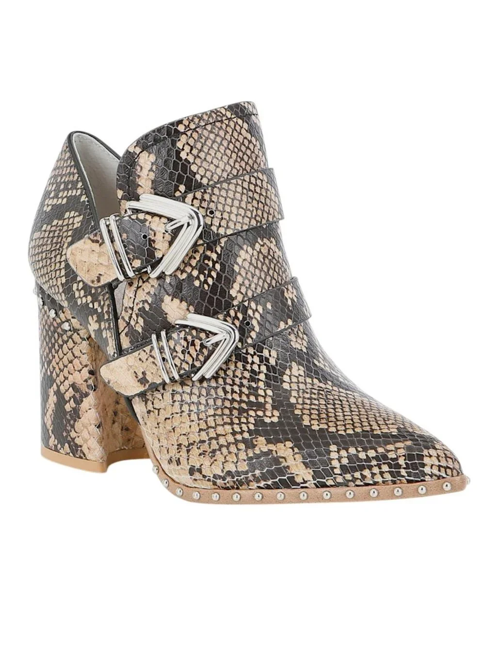 Gianni Bini Decie Snakeskin Studded Buckle Western Booties Size 8.5